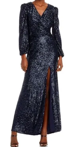 Aqua Formal - Navy Sequin‎ Twist-Front Gown thumbnail 1