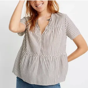 Madewell Seamed Popover Top In Dunfield Stripe Women’s XL thumbnail 1