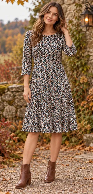 Loft Ditsy Floral Midi Dress Sz 4 Cottagecore Boho Fall Artsy Office 3/4 Sleeve thumbnail 1