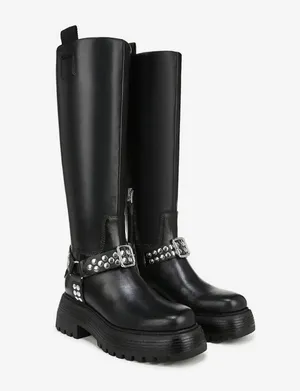 NEW Circus NY by Sam Edelman Hayes Women's Black Leather Stud Motorcycle Boot thumbnail 2