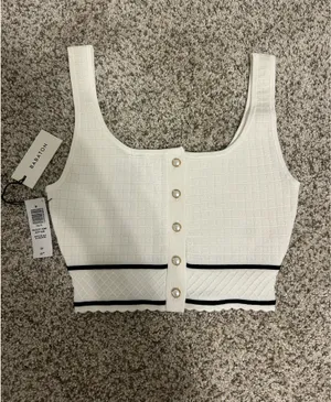 Babaton Sculpt Knit Button Top thumbnail 1