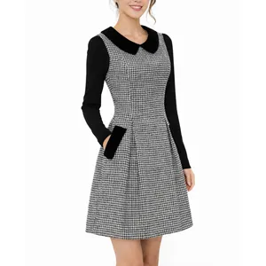 Al Loge 1990s Vintage Black & White Peter Pan Collar Long Sleeve Mini Dress XS thumbnail 5