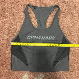 Gymshark Turbo Vest Crop Halter Top Womens Gray Black Performance Athletic READ thumbnail 5
