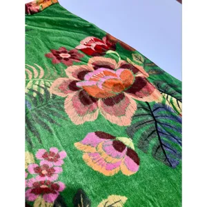 FARM Rio Green Silk Blend Velvet Tropical Floral Midi Skirt Small thumbnail 3