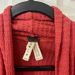 We The Free People Thermal Waffle Knit Tunic L Red Cowl Neck Boho Rustic Fall thumbnail 3