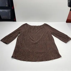 Soft Surroundings Carmella Metallic Top Womens SZ Large Brown Black Gold Blouse‎ thumbnail 11