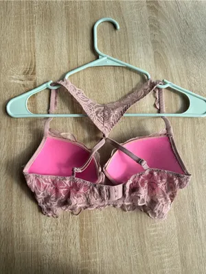 PINK Victoria's Secret Dusty Rose Lace Push-Up Bralette thumbnail 2