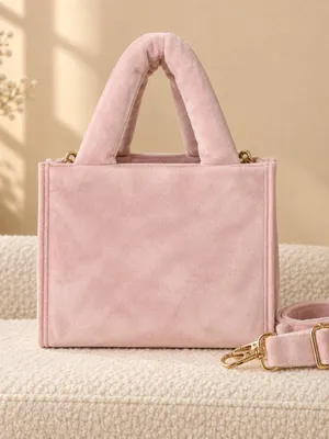 Juicy Couture Dusty Blush Velour Mini Tote Crossbody Heart Charm NWT thumbnail 3