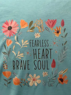 Gildan Fearless Heart Brave Soul Floral Tee - Light Blue Size Large thumbnail 4