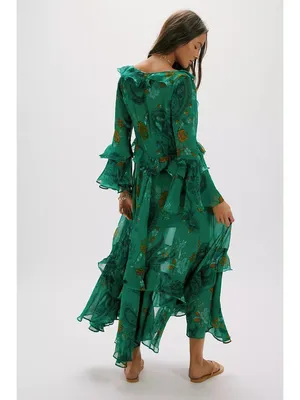 FREE PEOPLE Paisley Petals Maxi Dress in Green Size Small thumbnail 8