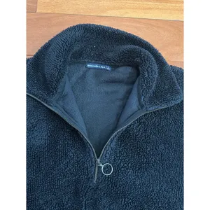 Abercrombie & Fitch Fleece‎ Pullover Womens Black Sherpa Quarter Zip Large thumbnail 3