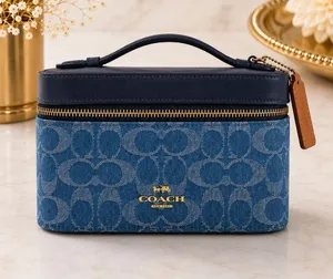 NEW Coach Signature Denim Cosmetic Case with Mirror – NWT | CDC16 thumbnail 1