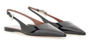 NEW NIB Paris Texas Jessica Western Slingback Flat 10 In Black Patent Leather thumbnail 1