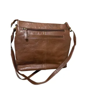 Crossbody Messenger Soft Brown Leather Bag Purse LEDER BUCK thumbnail 3