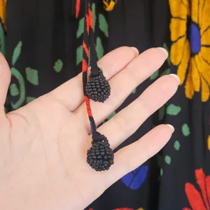 Farm Rio Black Tropical Toucan Floral V-Neck Maxi Dress XS Long Puff Sleeve Boho thumbnail 7