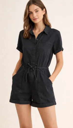 ASOS Black Short Sleeve Jumpsuit thumbnail 1
