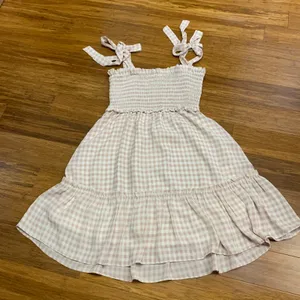 Altar'd State Gingham‎ Smocked Tiered Sundress Tie Strap Pink White Women Size S thumbnail 5