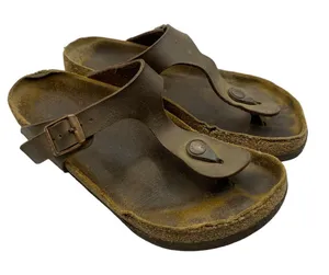 Birkenstock Women's Gizeh Slip on Brown Leather Sandals Size 36‎ US 5-needs TLC thumbnail 1