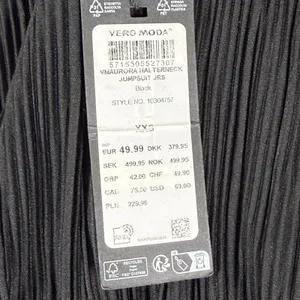 Vero Moda VMAURORA Black Plisse‎ Halterneck Wide Leg Jumpsuit NWT 10304757 XXS thumbnail 3