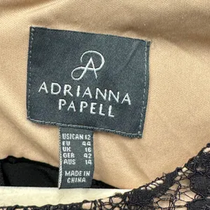 Adrianna Papell Tiered Ribbon Lace‎ Sheath Dress Size 12 Sleeveless Cocktail Blk thumbnail 6