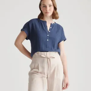New 100% Organic Cotton Gauze‎ Roll Sleeve Shirt thumbnail 2