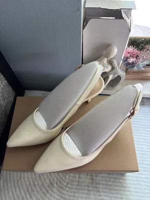 White Slingback Heels Size 6 thumbnail 2