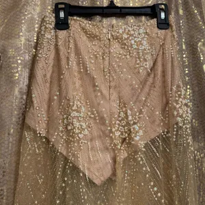 BLITHE Skirt Shorts Top Set Nude‎ Sparkly Gold Glittery Mesh Girly Outfit XS/S thumbnail 11