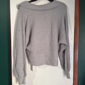 Amazon NWT Chyrii Grey Knit Collared Cropped Pullover size S thumbnail 3