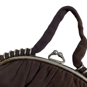 American Vintage VTG Purse‎ Brown Felt Brass Spiral Clutch Handbag Retro MCM Classy Art to Wear thumbnail 7
