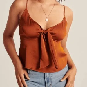 Abercrombie & Fitch Copper Orange Satin Tie Front Cami Tank Small NWT‎ thumbnail 6