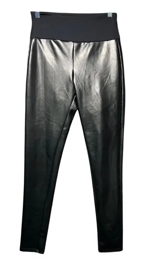 Spanx Assets Faux‎ Leather Leggings Black Pull On Slim Stretch Pants M thumbnail 1