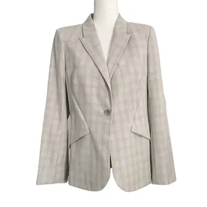 Elie Tahari Allegra Micro-Plaid One Button Jacket Blazer Gray Size 12 NWT thumbnail 4