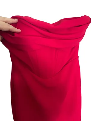 Lulus Red Strapless Corset Bodycon Mini Dress Draped Neckline Size S thumbnail 6