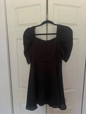 Lulus Dance After Dark Black Satin Striped Skater Dress Sweetheart Size Small thumbnail 9