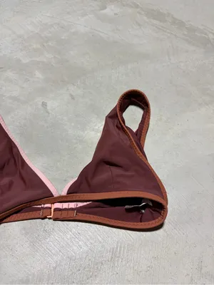 Aerie scoop Triangle swim top bikini with Pink Trim small thumbnail 3