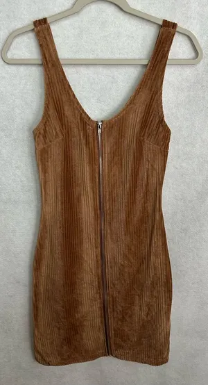 No Boundaries Corduroy Ribbed Dress with Front Zip thumbnail 1