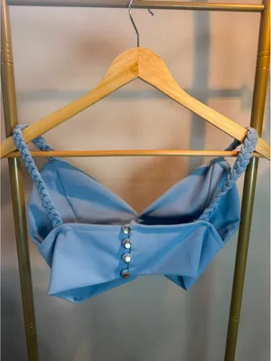 Size M Baby Blue Braided Strap Crop Top Bustier thumbnail 2