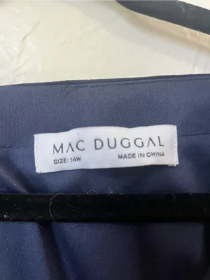 Mac Duggal Navy Long Sleeve Evening Gown with Beaded Waist size 14W thumbnail 3