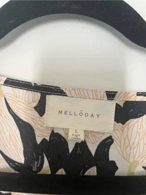 MELLODAY Black Cream Abstract Botanical Maxi Dress Large Resort Vacation Coastal Modest thumbnail 4