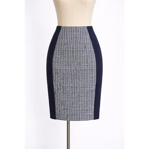 White House Black Market Womens Pencil Skirt Blue Ecru Tweed Size 4 thumbnail 2