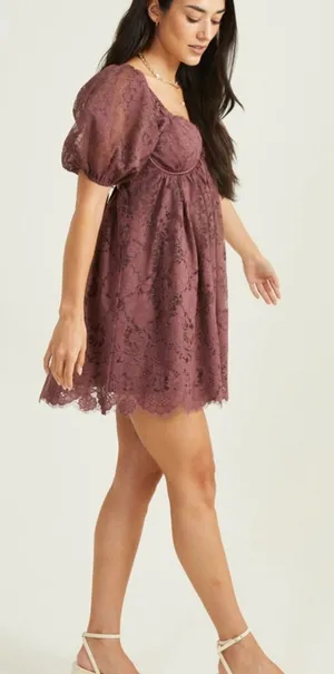 Altar’d State Vivika Lace Babydoll Mini Dress Size Small thumbnail 1