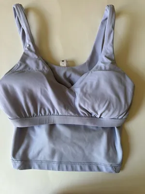Lululemon Aling Tank Top Nulu Sz 8 With‎ Cup Light Blue V-Neck Sports Bralette thumbnail 4