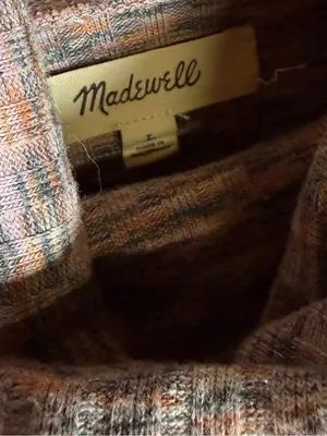 Madewell Top Turtleneck Ribbed Knit‎ Cropped Mauve Space Dye Long Sleeve Large thumbnail 3