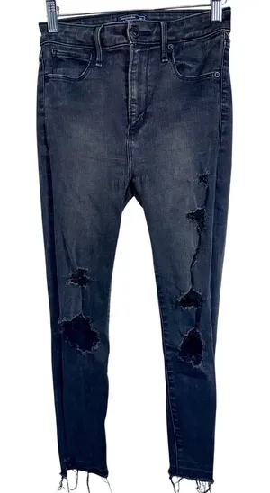 Abercrombie & Fitch Simone High Rise Ankle Black Distressed Skinny Jeans Size 24 thumbnail 1
