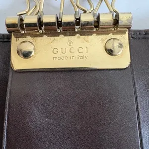 Gucci Vintage Web Stripe 6 Hook Key Case Brown Leather Made In‎ Italy thumbnail 6
