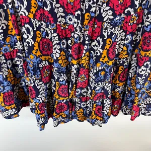 Maeve Anthropologie Floral Paisley Tiered Mini Skirt Navy Pink Orange‎ Large thumbnail 3