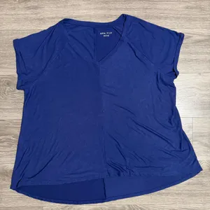 Ava & Viv Womens 3X T-Shirt Cobalt Blue V-Neck Slub Knit High-Low Cuffed Comfort thumbnail 12