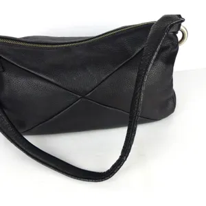 Calvin Klein Black Pebbled Leather Shoulder Bag Hobo Purse Slouchy Zip Y2K thumbnail 9