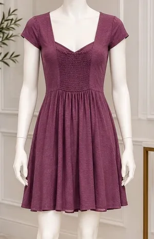 Gilli Women Dress Purple Cap Sleeve Smocked Back Fit & Flare Size Small thumbnail 1