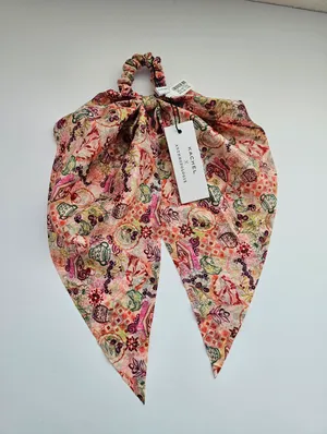 NWT Kachel x Anthropologie Scarf Scrunchie - Tea Party Print Cupcake Floral thumbnail 1